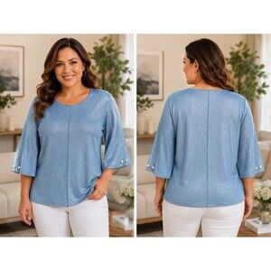Vila Milano Women's Blue 3/4 Sleeves Sweater Size XL